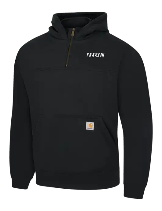 Carhartt Black Rain Defender Paxton Heavyweight Hooded 1/4 Zip Mock Sweatshirt w/Arrow Electronics Logo