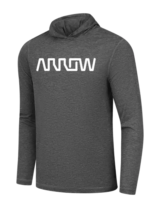 Luxury Active Dark Grey Heather Lightweight Tri-Blend Wicking Long Sleeve Hoodie w/Arrow Electronics Logo