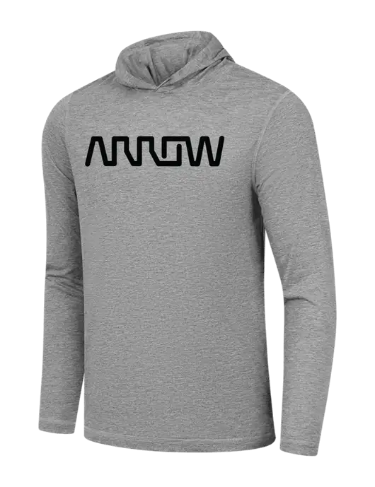 Luxury Active Light Grey Heather Lightweight Tri-Blend Wicking Long Sleeve Hoodie w/Arrow Electronics Logo