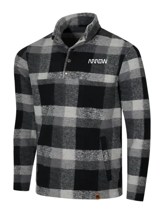 Russell Outdoors Black/White Plaid Basin Snap Pullover w/Arrow Electronics Logo