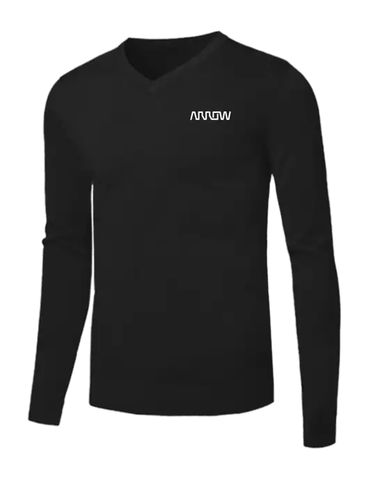 Brooks Brothers Black Washable Merino V-Neck Sweater w/Arrow Electronics Logo