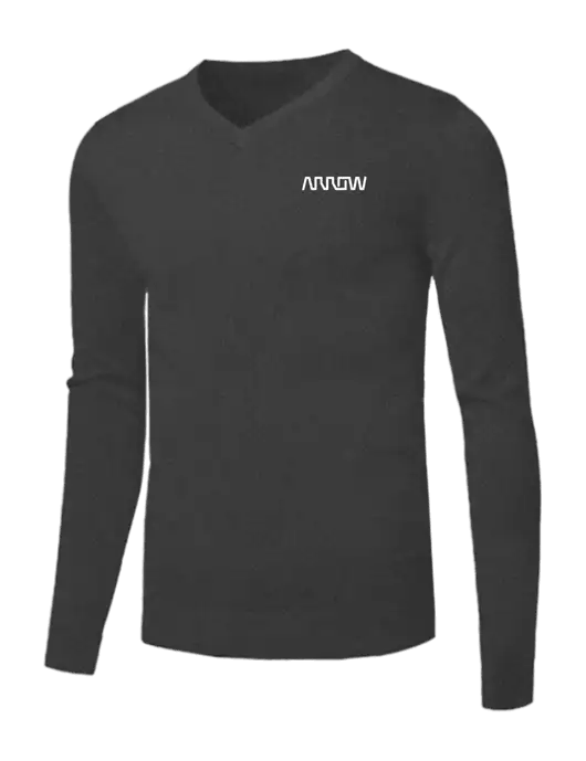 Brooks Brothers Medium Grey Heather Washable Merino V-Neck Sweater w/Arrow Electronics Logo