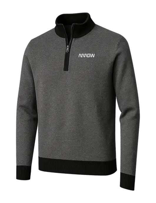 Brooks Brothers Black/Dark Grey Washable Merino Birdseye 1/4-Zip Sweater w/Arrow Electronics Logo