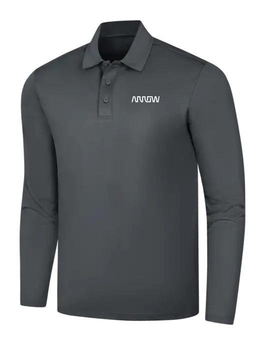 Dark Grey Silk Touch Performance Long Sleeve Polo w/Arrow Electronics Logo