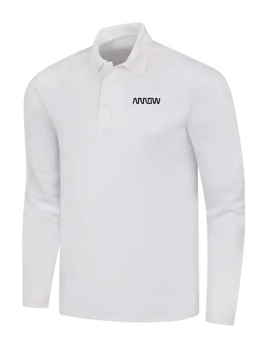 White Silk Touch Performance Long Sleeve Polo w/Arrow Electronics Logo