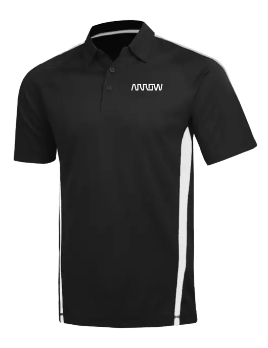 PosiCharge Micro-Mesh Black/White Colorblock Polo w/Arrow Electronics Logo