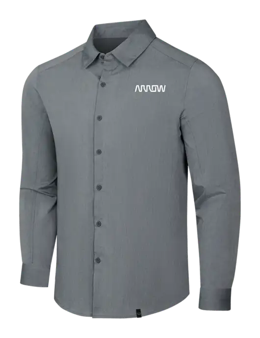OGIO Medium Grey Heather Commuter Woven Shirt w/Arrow Electronics Logo
