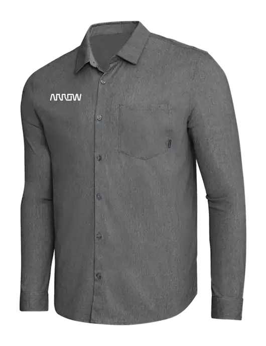 OGIO Dark Grey Heather Extend Long Sleeve Button Up Shirt w/Arrow Electronics Logo