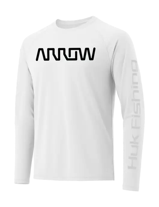 HUK White LoPro Pursuit Long Sleeve T-Shirt w/Arrow Electronics Logo