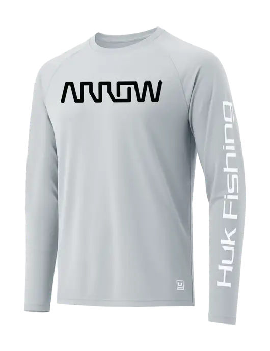 HUK Light Grey LoPro Pursuit Long Sleeve T-Shirt w/Arrow Electronics Logo