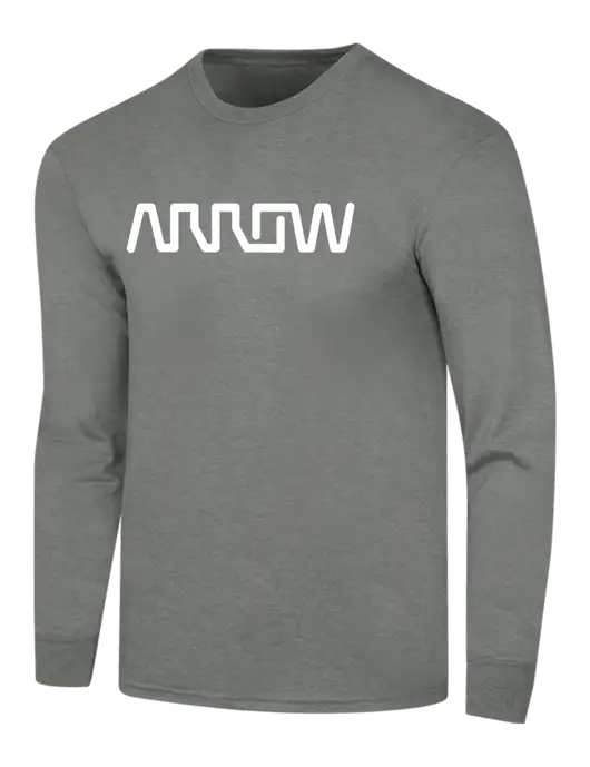 Simply Soft Long Sleeve Heathered Charcoal 4.5 oz, Poly/Combed Ring Spun Cotton T-Shirt w/Arrow Electronics Logo