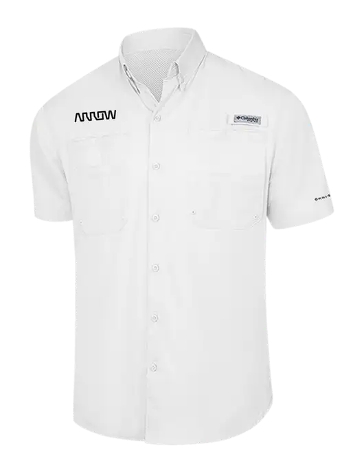 Columbia White PFG Tamiami II Short Sleeve Shirt w/Arrow Electronics Logo