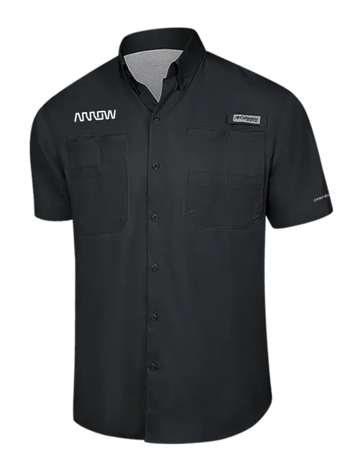 Columbia Black PFG Tamiami II Short Sleeve Shirt w/Arrow Electronics Logo