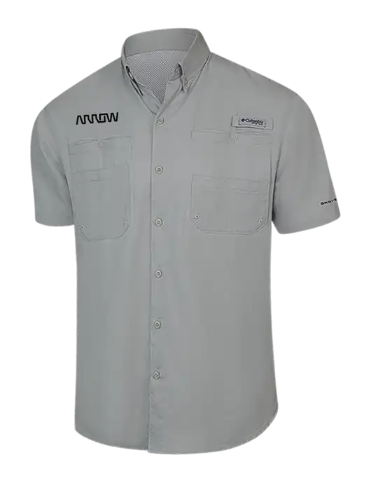 Columbia Light Grey PFG Tamiami II Short Sleeve Shirt w/Arrow Electronics Logo