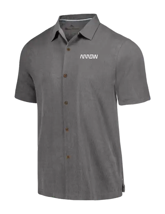 Tommy Bahama Dark Grey Tropic Isles Short Sleeve Shirt w/Arrow Electronics Logo
