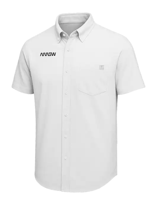 HUK White Kona Solid Shirt w/Arrow Electronics Logo