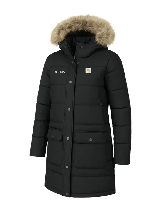 Carhartt Womens Montana Black Insulated Hooded Coat w/Arrow Electronics Logo