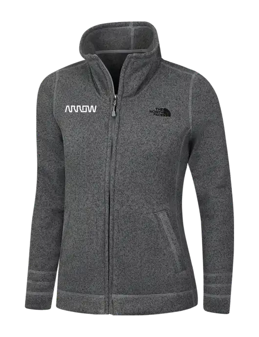 North Face Womens Medium Grey Heather Sweater Fleece Jacket w/Arrow Electronics Logo