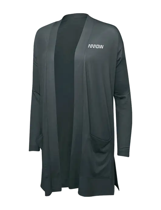 Smoke Grey Womens Concept Long Pocket Cardigan w/Arrow Electronics Logo
