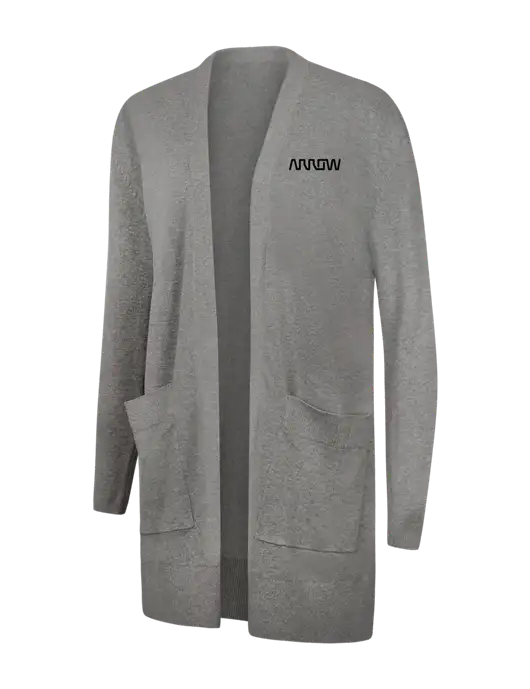 Mercer+Mettle Womens Light Grey Heather Open Front Cardigan Sweater w/Arrow Electronics Logo