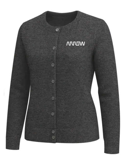 Brooks Brothers Womens Dark Grey Heather Washable Merino Cardigan Sweater w/Arrow Electronics Logo