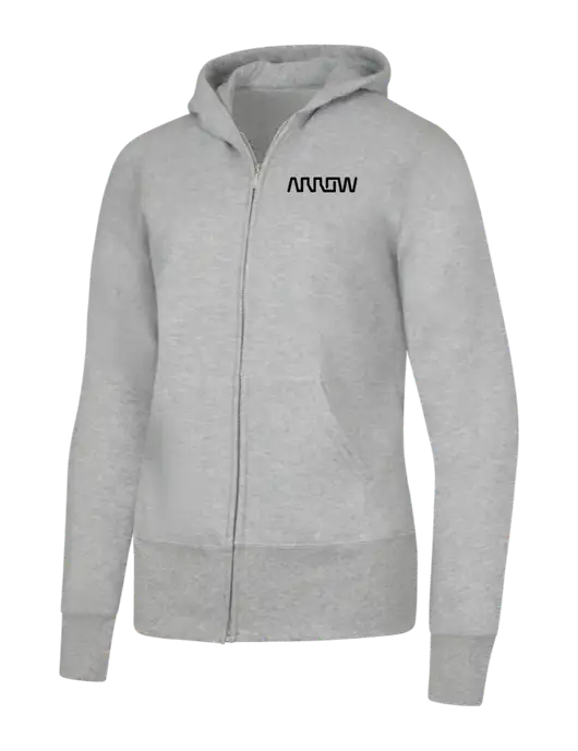 Grey Heather Womens Core Fleece Full-Zip Hooded Sweatshirt w/Arrow Electronics Logo