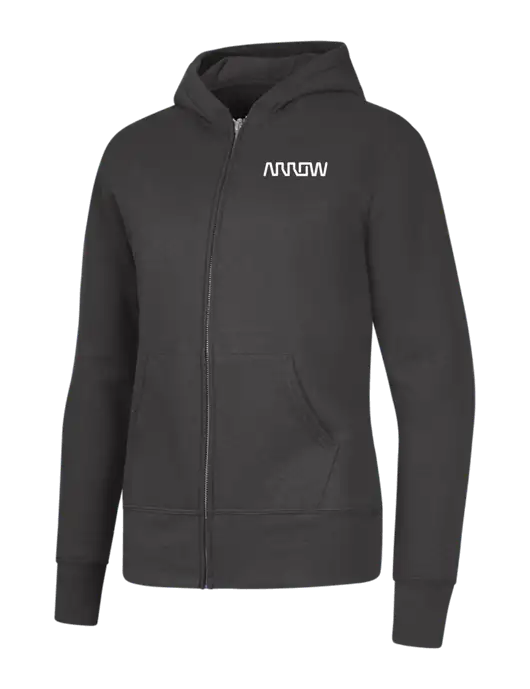 Charcoal Womens Core Fleece Full-Zip Hooded Sweatshirt w/Arrow Electronics Logo