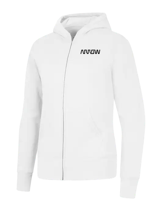 White Womens Core Fleece Full-Zip Hooded Sweatshirt w/Arrow Electronics Logo