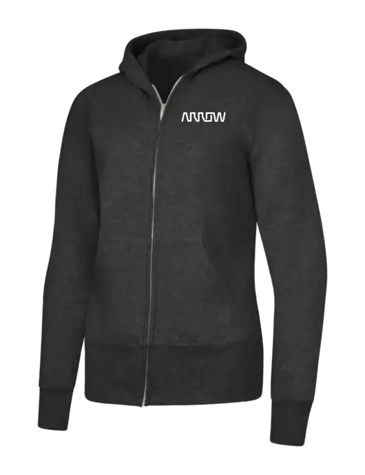 Dark Heather Grey Womens Core Fleece Full-Zip Hooded Sweatshirt w/Arrow Electronics Logo