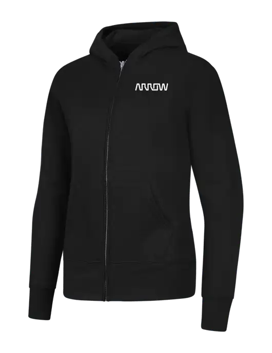 Jet Black Womens Core Fleece Full-Zip Hooded Sweatshirt w/Arrow Electronics Logo