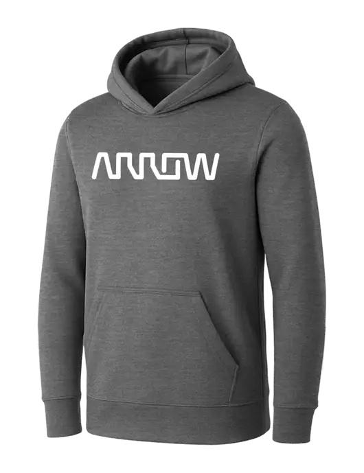 Womens Medium Grey Heather Core Fleece Pullover Hooded Sweatshirt w/Arrow Electronics Logo