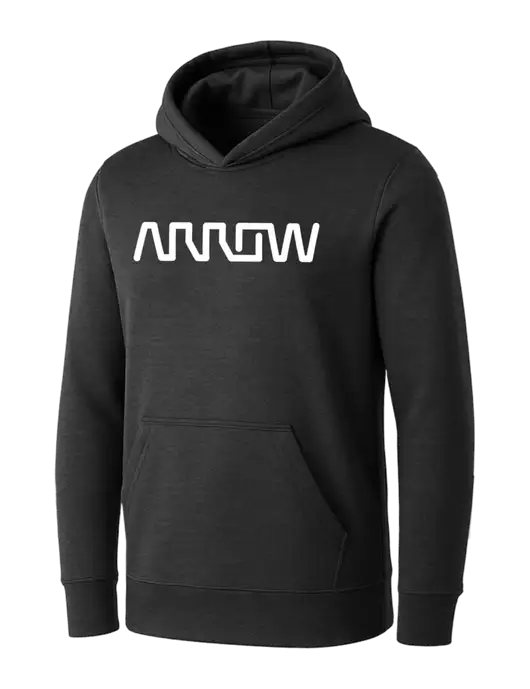 Womens Dark Grey Heather Core Fleece Pullover Hooded Sweatshirt w/Arrow Electronics Logo