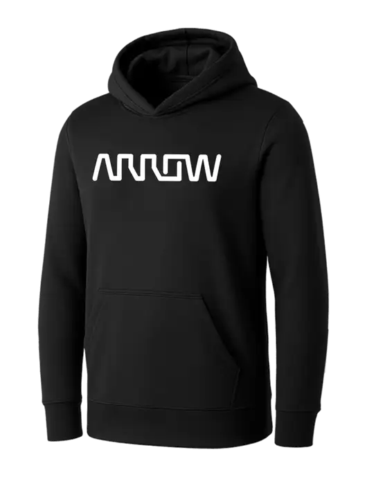 Womens Black Core Fleece Pullover Hooded Sweatshirt w/Arrow Electronics Logo