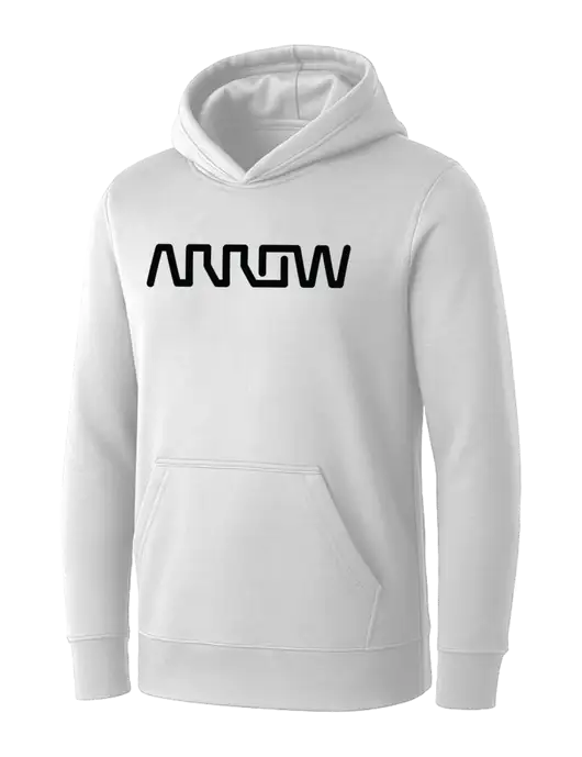 Womens White Core Fleece Pullover Hooded Sweatshirt w/Arrow Electronics Logo