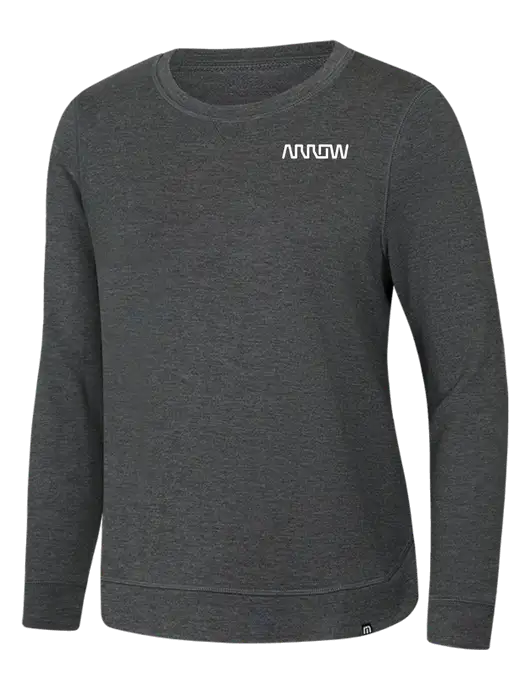 TravisMathew Womens Dark Grey Heather Lightweight Long Weekend Crew w/Arrow Electronics Logo