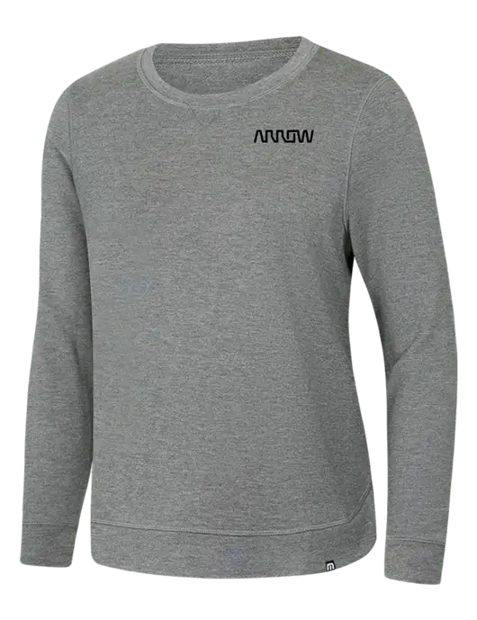 TravisMathew Womens Light Grey Heather Lightweight Long Weekend Crew w/Arrow Electronics Logo