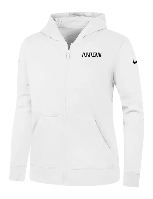 Nike Womens Club Fleece Sleeve Swoosh Full-Zip White Hoodie w/Arrow Electronics Logo