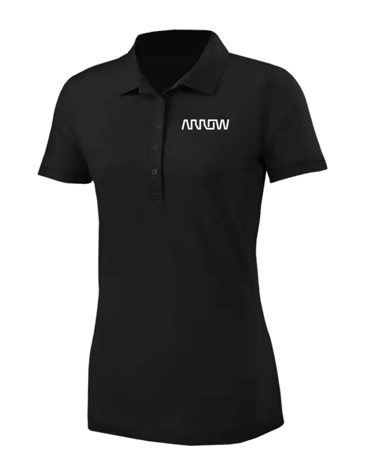 Brooks Brothers Womens Black Pima Cotton Pique Polo w/Arrow Electronics Logo
