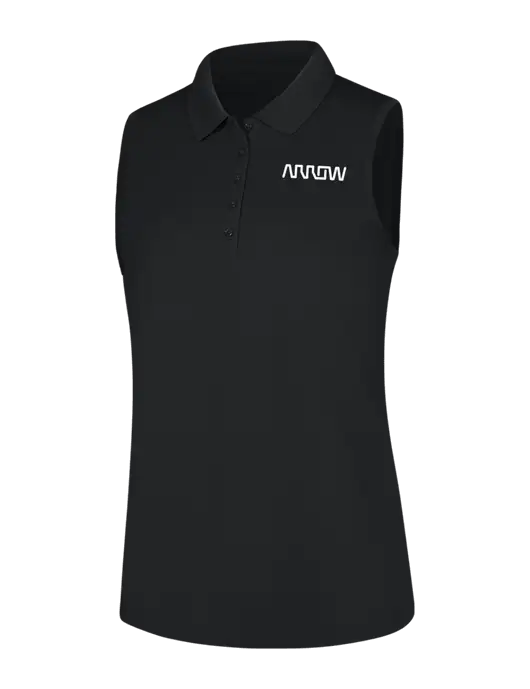 Womens Black Dry Zone UV Micro-Mesh Sleeveless Polo w/Arrow Electronics Logo