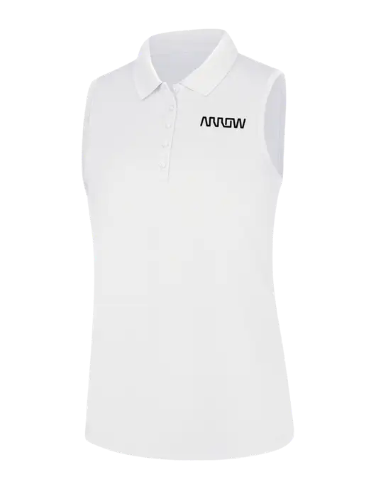 Womens White Dry Zone UV Micro-Mesh Sleeveless Polo w/Arrow Electronics Logo