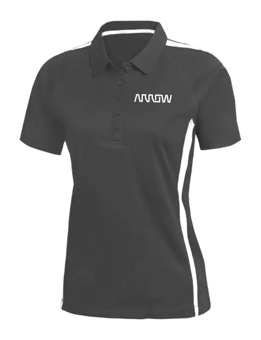 Womens PosiCharge Micro-Mesh Dark Grey/White Colorblock Polo w/Arrow Electronics Logo