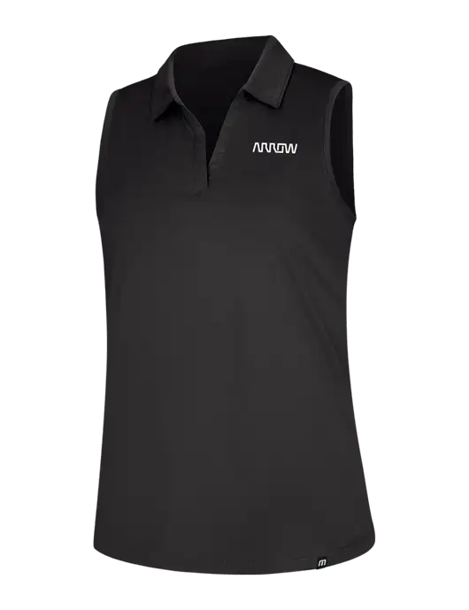 TravisMathew Womens Black Coto Performance Sleeveless Polo w/Arrow Electronics Logo