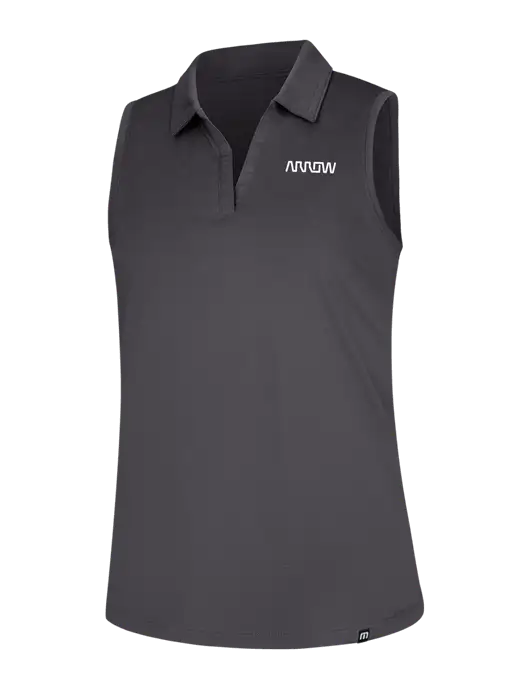 TravisMathew Womens Dark Medium Grey Coto Performance Sleeveless Polo w/Arrow Electronics Logo