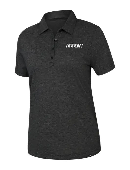 TravisMathew Womens Black Heather Sunnyvale Polo w/Arrow Electronics Logo