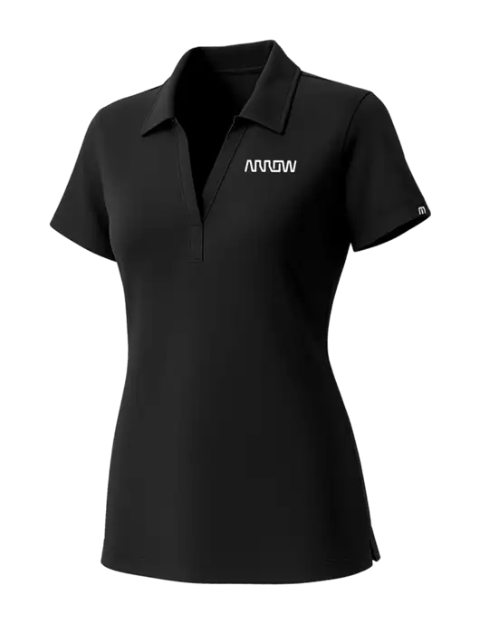 TravisMathew Womens Black Glenview Solid Polo w/Arrow Electronics Logo