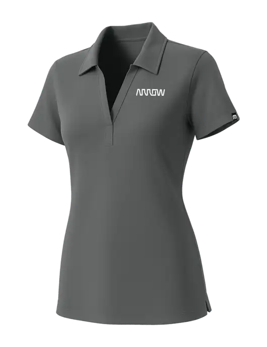 TravisMathew Womens Grey Glenview Solid Polo w/Arrow Electronics Logo