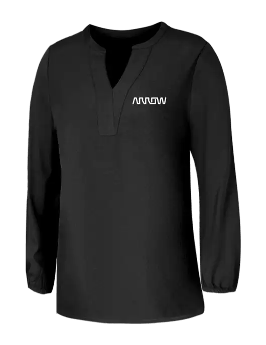 Mercer+Mettle Womens Deep Black Stretch Crepe 3/4 Sleeve Blouse w/Arrow Electronics Logo
