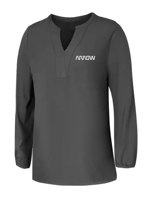 Mercer+Mettle Womens Dark Grey Stretch Crepe 3/4 Sleeve Blouse w/Arrow Electronics Logo