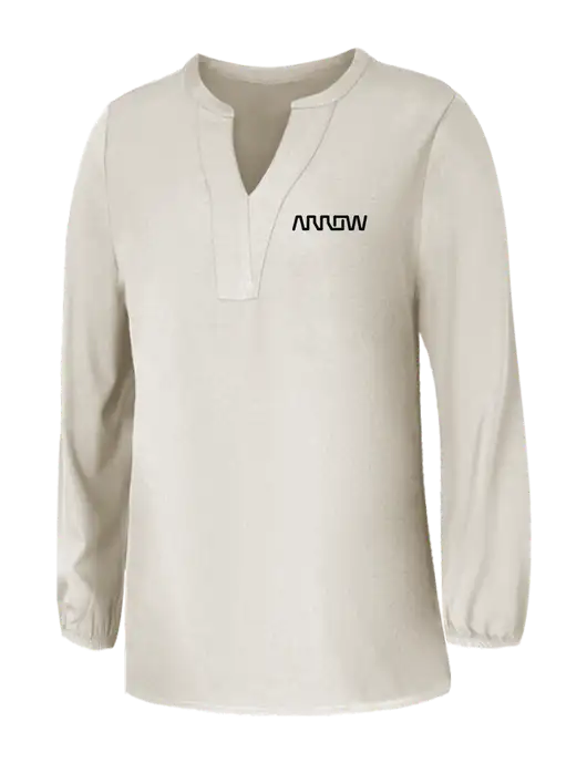 Mercer+Mettle Womens Ivory Stretch Crepe 3/4 Sleeve Blouse w/Arrow Electronics Logo