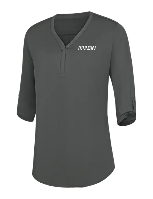 Womens Dark Grey City Stretch 3/4-Sleeve Tunic w/Arrow Electronics Logo